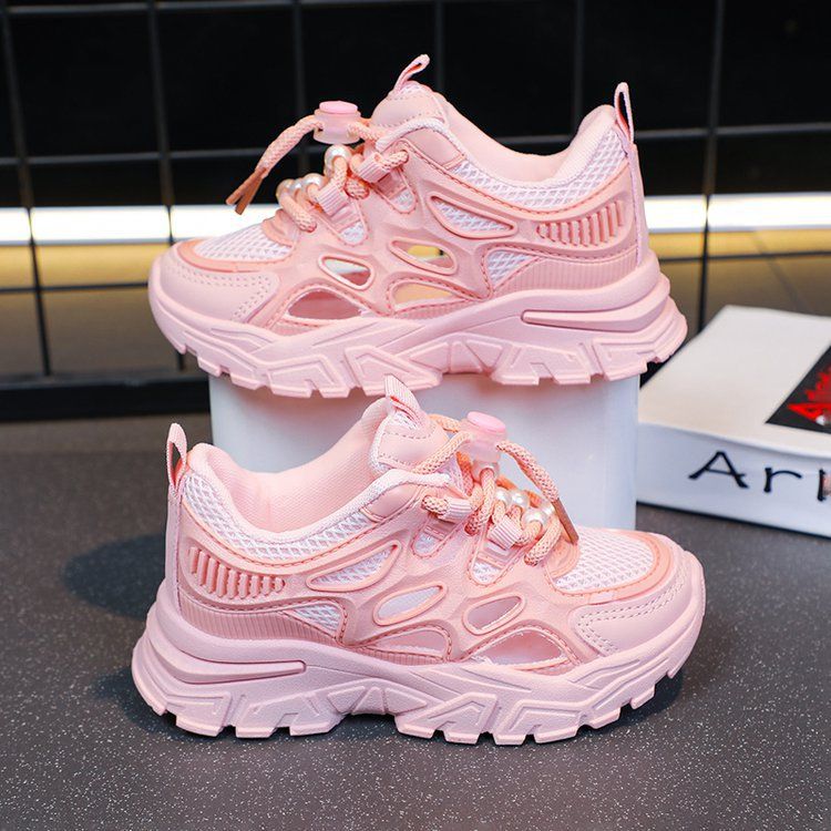 Children's Sports Shoes 2025 Spring And Summer New Girls' Dad Shoes Breathable Mesh Casual Versatile Boys' Running Shoes_voghion.com