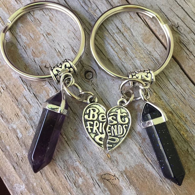 Utbildnings- och kontorsmaterial Bästa vän kristallgraverad hjärtformad nyckelring_voghion.com
