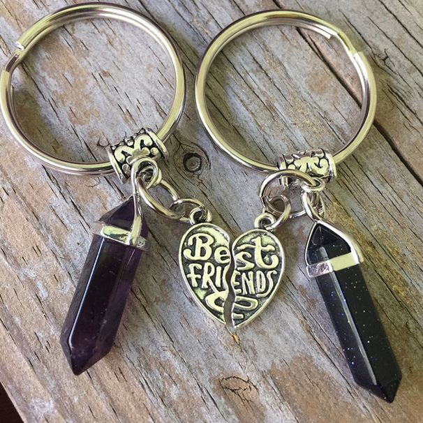 Utbildnings- och kontorsmaterial Bästa vän kristallgraverad hjärtformad nyckelring_voghion.com