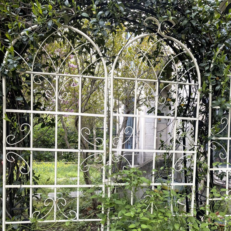 2 Pack Metal Garden Trellis 86.7" X 19.7" Rustproof Trellis For Climbing Plants Outdoor Flower Support Cream White_voghion.com