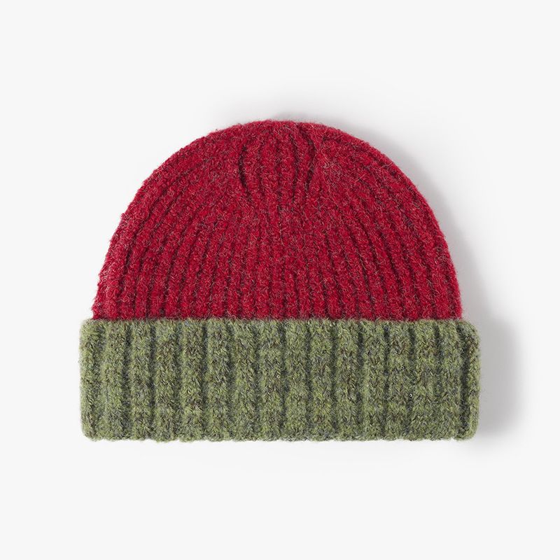 Women's Color Blocked European And American Wool Warm And Thick Cold Hat Fashionable And Casual Outdoor Ear Protection Versatile Woolen Hat_voghion.com