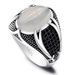 Black Diamond-Studded Curved Knife Men's Oval Thai Silver Ring Jewelry_voghion.com