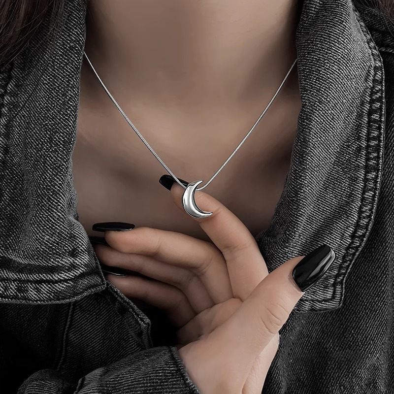 Sterling VENUS Moon Simple Halskæde til kvinder Stereoskopisk Alsidig Trend Smykker Gave Dropshipping_voghion.com