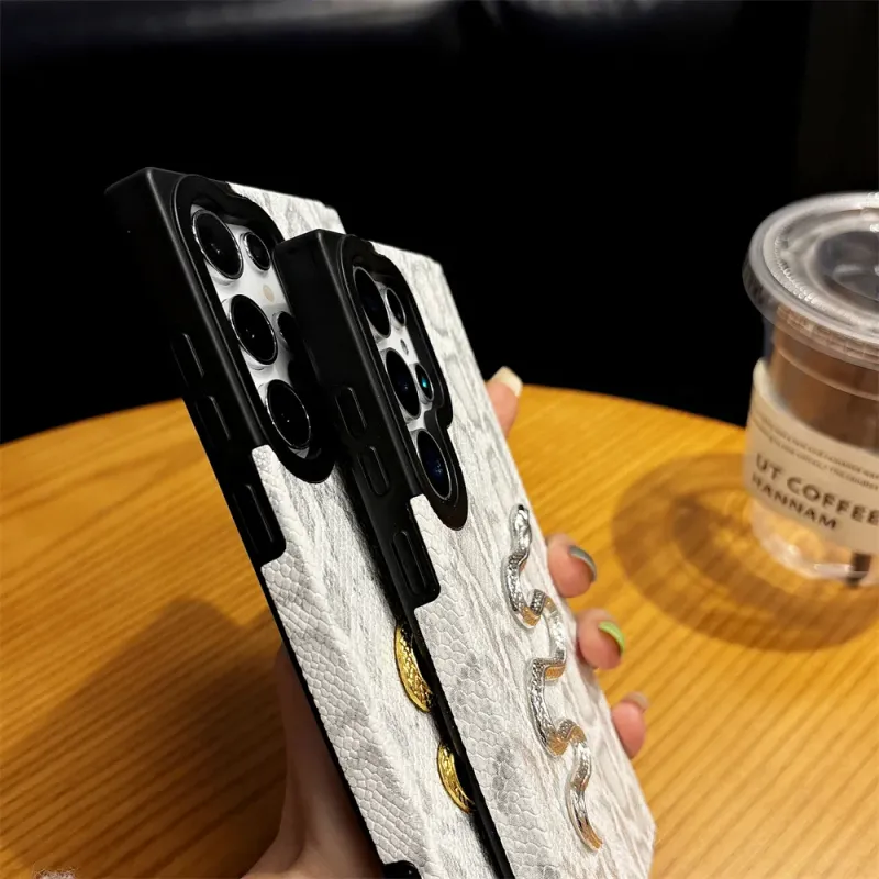 Fashion Pattern 3D Dia Snake Case For Samsung Galaxy S24 S25 Plus S22 S23 Ultra S25ultra Shockproof Leather Soft Cover_voghion.com