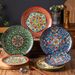 Bohemian Ceramic Dinner Plate Set - Elegant 10.5" Floral Plates For Steak/Pasta/Salad_voghion.com