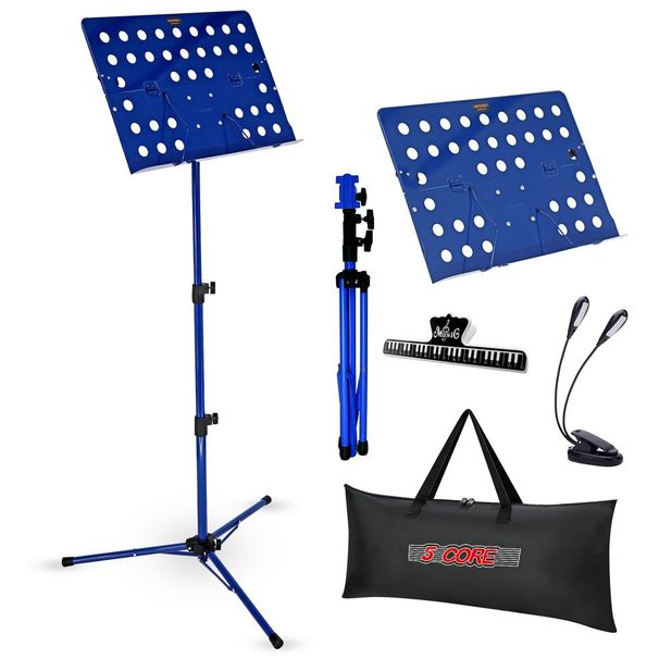 5 Core Music Stand For Sheet Music Height Adjustable Portable Folding Atril Para Partituras W Light Clip For Guitar Players Violinists Cellists Pian_voghion.com
