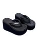 26ss Thick-Soled Hot-Selling Height-Increasing Niche Flip-Flops Denim Blue Black Sky-High Platform Wedge Casual Sandals_voghion.com
