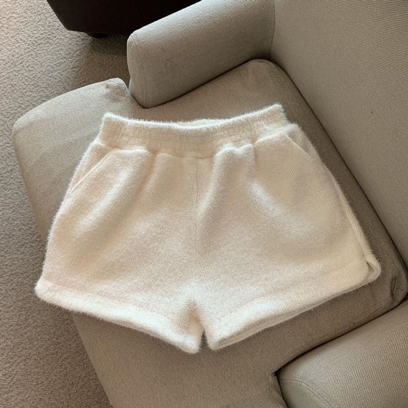 Autunno e inverno visone in pile per bambini sciolto piccante ragazza A-line gamba larga vita alta gamba dritta pantaloncini stivali da indossare_voghion.com