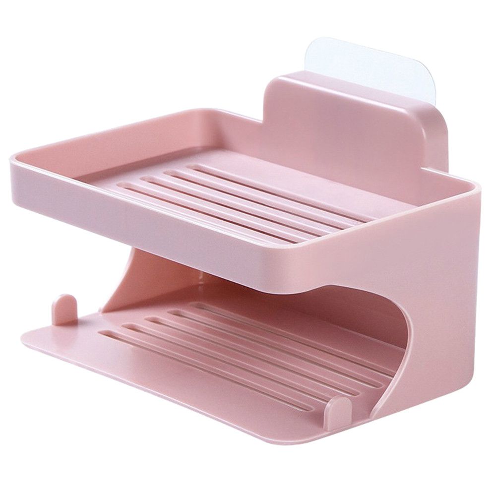 Double Layers Strong Reusable Sucker Soapbox Soap Draining Holder Soap Dish Bathroom Box_voghion.com