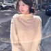 girl Lazy Style High-End Design Turtleneck Sweater Women, Loose Fit For Autumn Winter, Soft And Cozy Pullover White Top_voghion.com