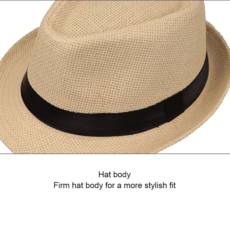 New Arrivals Classic Style Straw For Timeless And Elegant Look Fedora Sun Hat Panama Summer Beach Beige Children_voghion.com
