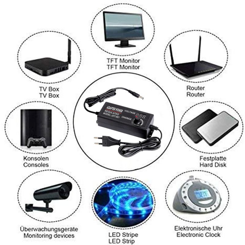 Adjustable AC To DC Power Supply 3V 5V 6V 9V 12V 15V 18V 24V 1A 2A 5A Power Supply Adapter Universal 220V To 12 V Volt Adapter_voghion.com