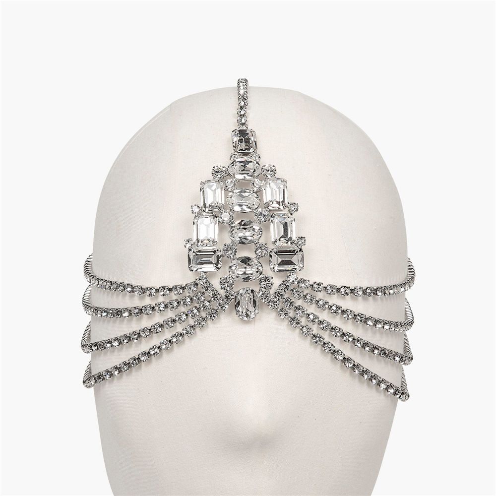 Luxurious shiny large for women, fashionable multi-layer crystal tassel headband jewelry_voghion.com