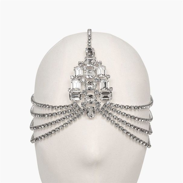 Luxurious shiny large for women, fashionable multi-layer crystal tassel headband jewelry_voghion.com
