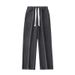 Pantaloni a gamba larga a vita alta in ciniglia 420GSM – Pantaloni in maglia con cintura e nappe (M-2XL, nero/antracite/moka)_voghion.com