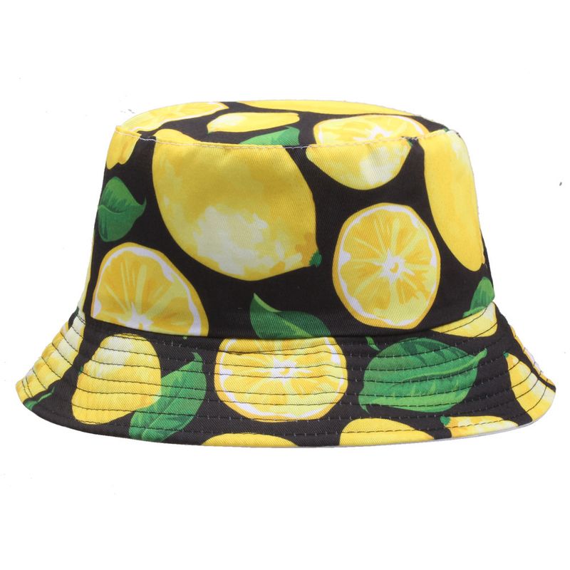 New tropical printed fruit pattern bucket hat women's summer lemon sports visor hat casual basin hat_voghion.com