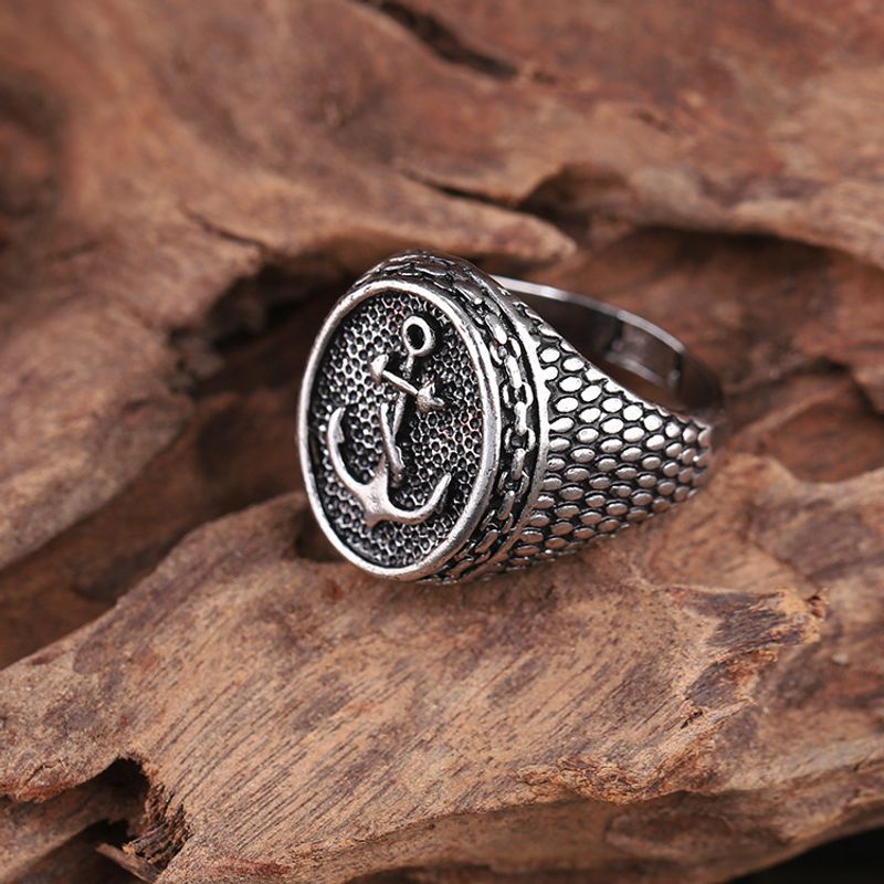 Hip Hop Fashion Boat Anchor Men's Exaggerated Joint Ring Personalized Accessories_voghion.com