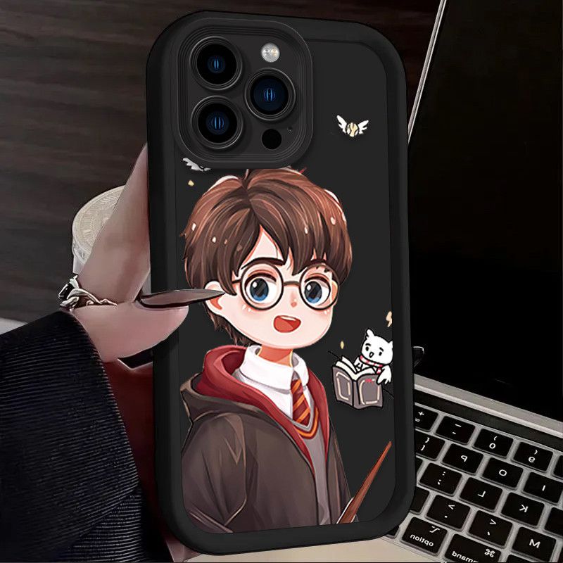 für iPhone 16 15 14 13 12 11 PRO MAX XR XS X 8 7 6 6S PLUS Vollschutzgehäuse Süßes Potter-Pärchen_voghion.com