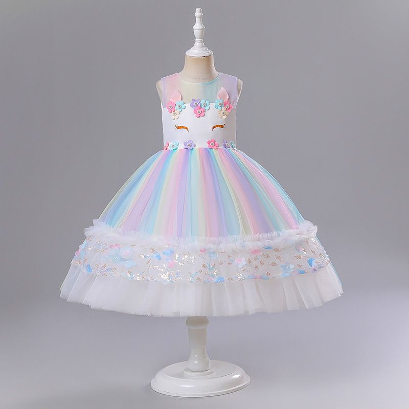 Girls' children's princess striped wedding performance dress, Shopee New_voghion.com