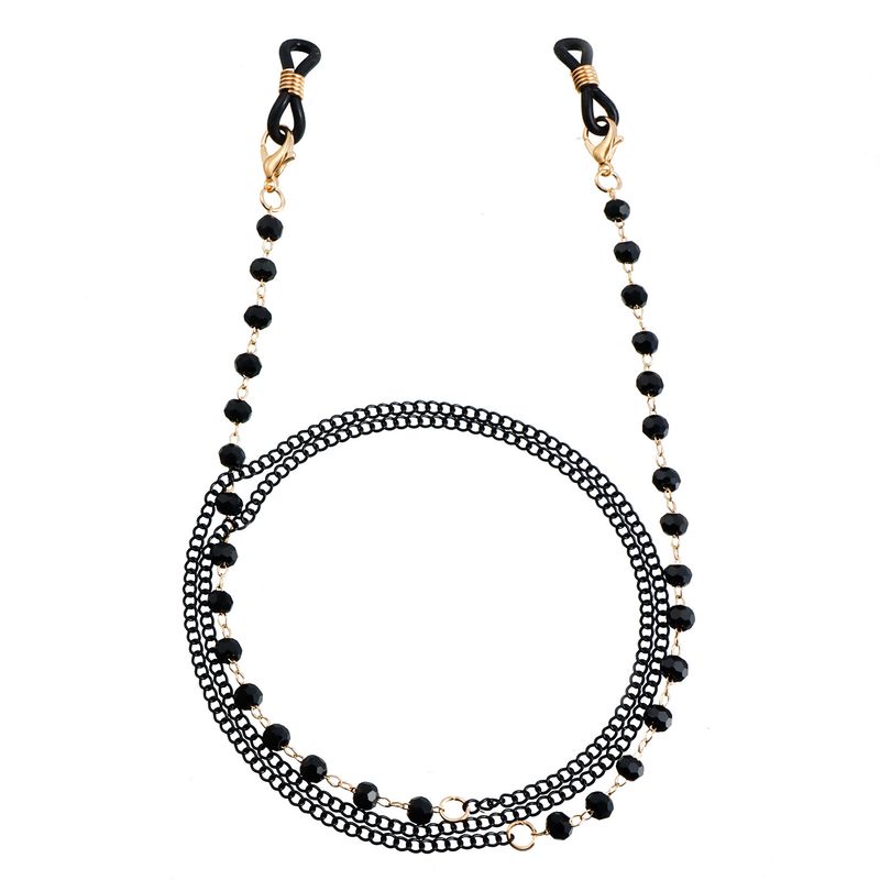 Mode Metall Maske Einfache High-End-Kette Für Frauen Schwarz Kristall Hals Hängende Brille Zubehör_voghion.com