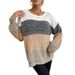Autumn and winter European and American casual women's loose color-blocked long-sleeved sweater base layer for women_voghion.com
