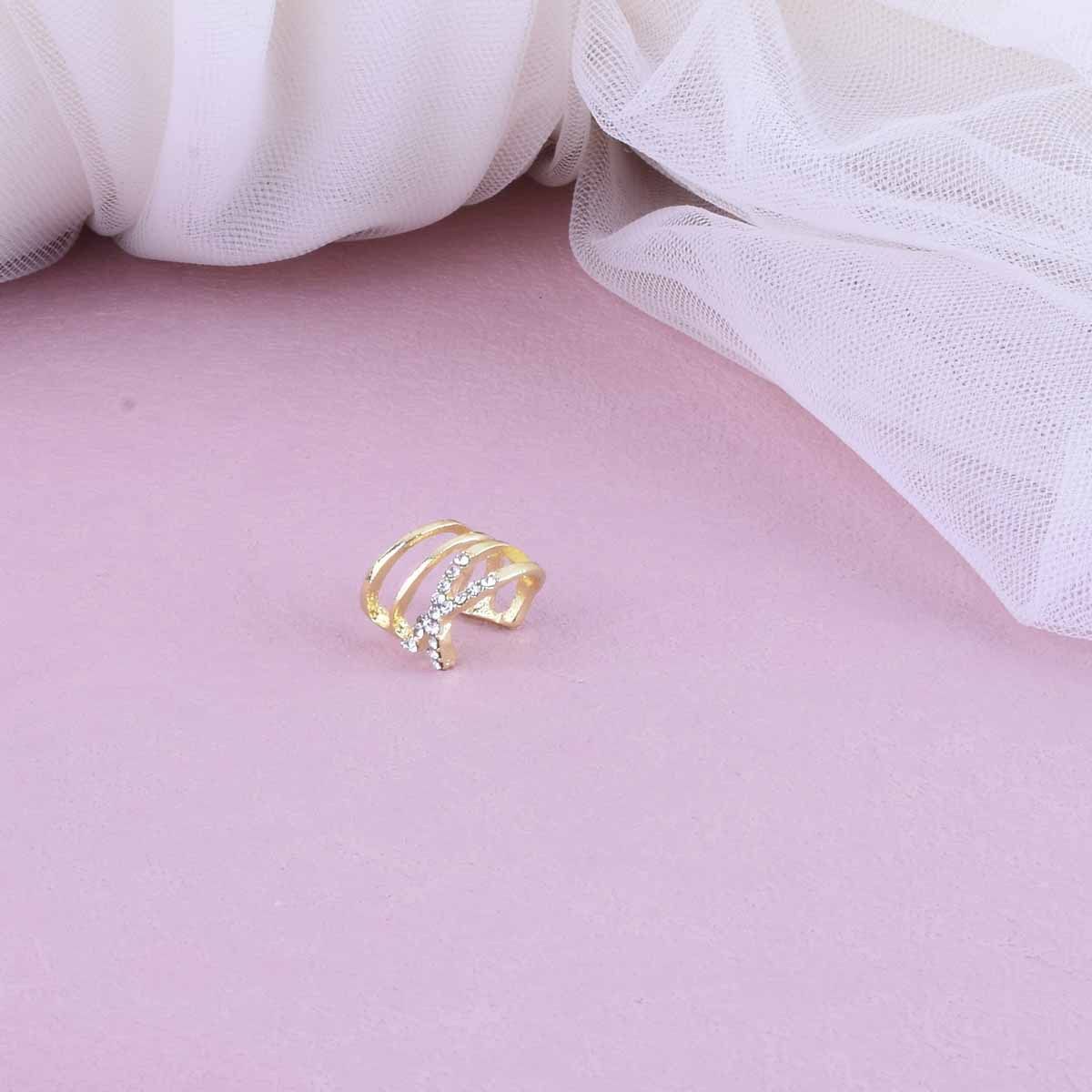 INS-Doppelschicht-Linie für Damen, High-End-Manschette im Nischendesign, Kreuz-Ohrclip ohne Piercing_voghion.com