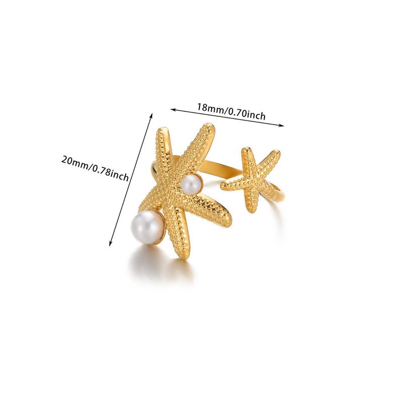 Elegante set di anelli in acciaio inossidabile con diamanti e perle per donna, stile francese, resistenti allo sbiadimento, indice alla moda_voghion.com