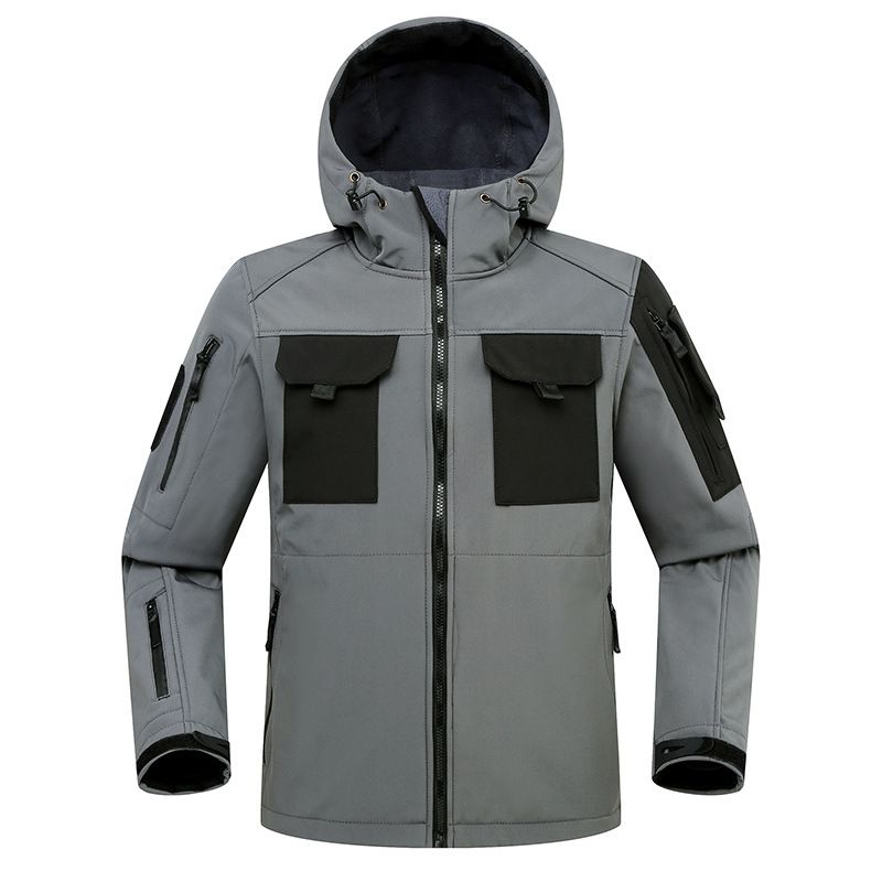 Beetle Tactical Jacket – Allwetter-Militär-Windjacke mit Fleecefutter und wasserabweisender Kapuze (Schwarz/Grau/Grün/Khaki)​_voghion.com
