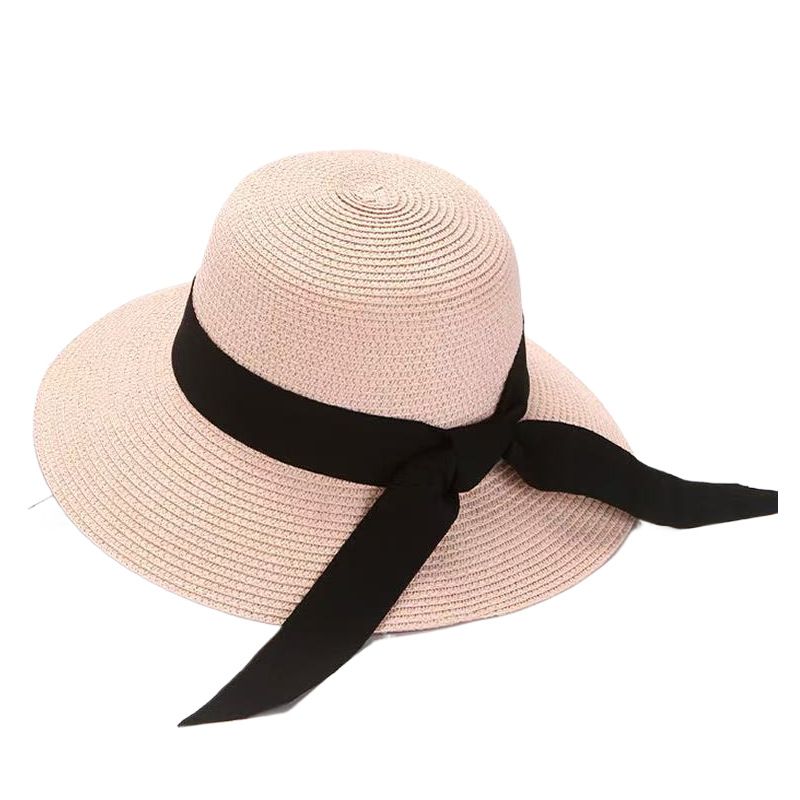 Cappello da spiaggia da donna di qualità imbattibile, con ampia tesa parasole, parasole in erba, da viaggio, con fiocco, adatto per pesca, escursionismo e campeggio._voghion.com