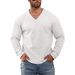 Men's Jacquard Knit Sweater – Relaxed Fit V-Neck Pullover With Stretch Fabric, Breathable & Lightweight For Casual & Layering_voghion.com
