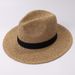 Summer Women's New Straw Cool Outdoor Travel Sunshade Protection Sun Hat Fedora_voghion.com