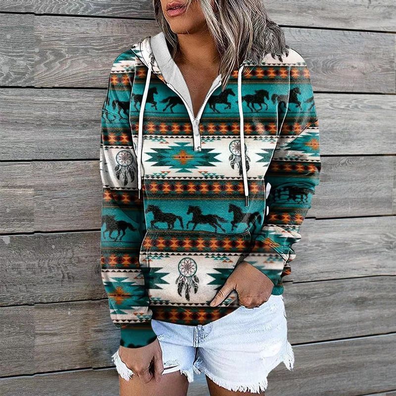 Manteau à capuche ethnique tribal femme_voghion.com