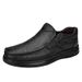 Suitable For All Seasons Business Casual Leather For Men, Slip-On Lazy All-Season Single Flat Driving Dad Shoes, First Layer Cowhide Men's Shoes_voghion.com