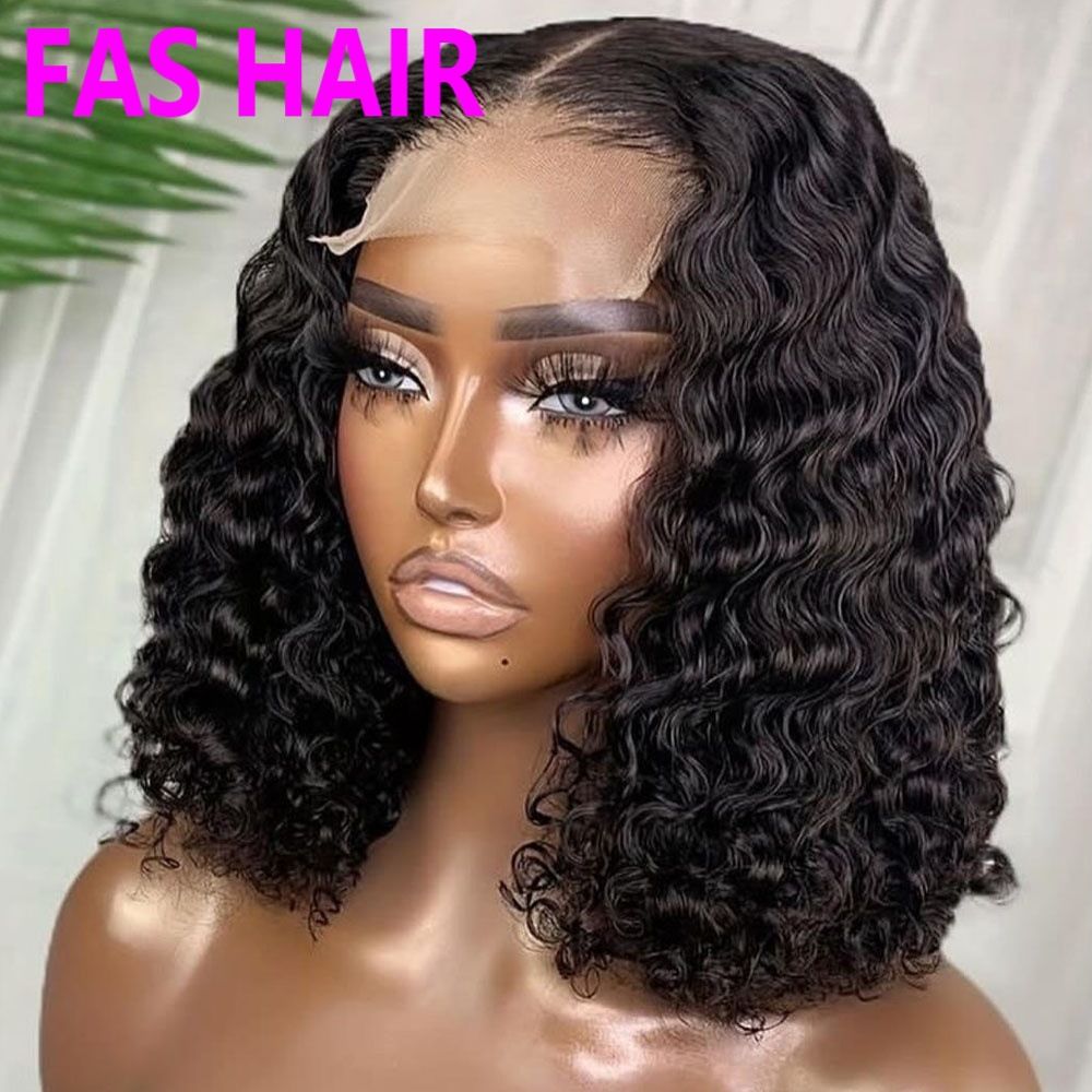 Double Drawn Water Wave Bob Wig - 100% Human Hair, Short Length, Glueless Lace Front (Natural Look & Tangle-Free, Comfortable Fit)_voghion.com