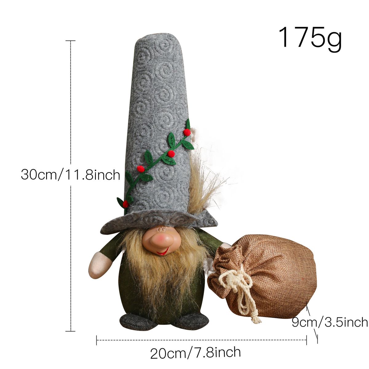 Décorations de Noël Rudolph Gnome Doll - Figurine elfe en tissu festif avec chapeau de Père Noël pour la décoration de la maison des fêtes (rouge, gris, vert)_voghion.com