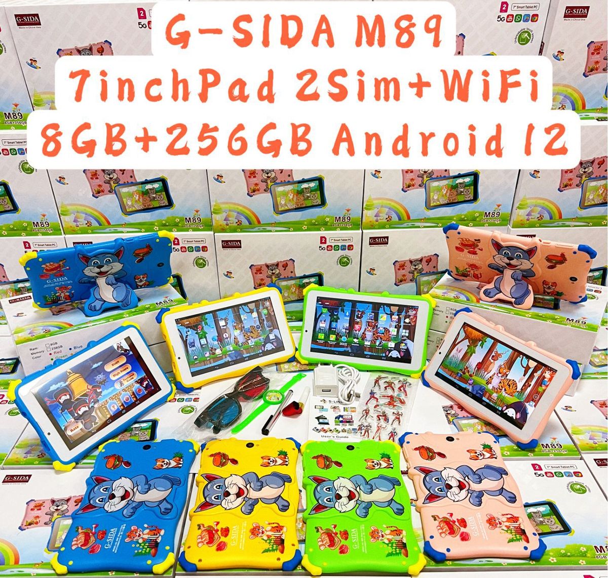 Tablets Exclusive 7 Inch New Children's Tablet Computer Learning Entertainment Call SIM + Wifi Geshida M89_voghion.com