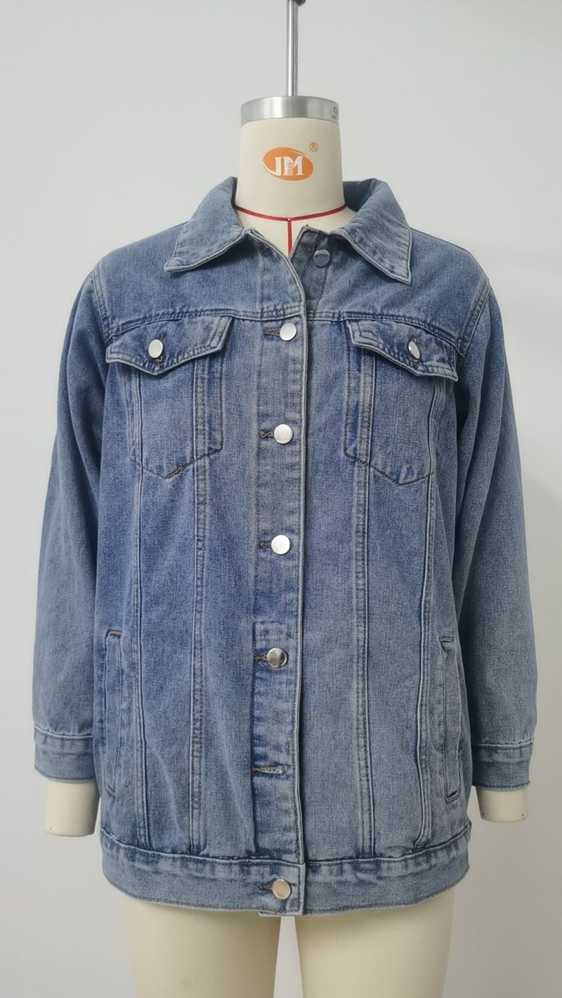 Nouvelle veste en jean ample classique et polyvalente_voghion.com