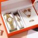 Montre-bracelet à quartz pour femme, cinq pièces, bracelet, bague, boucles d'oreilles et collier, coffret cadeau tendance_voghion.com