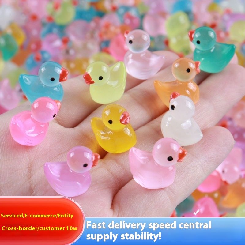 Mini luce notturna a forma di anatra che rifornisce di carburante, fatta a mano, fai da te, custodia per telefono in gel color crema, accessori per gioielli Gouka, piccoli ornamenti creativi_voghion.com