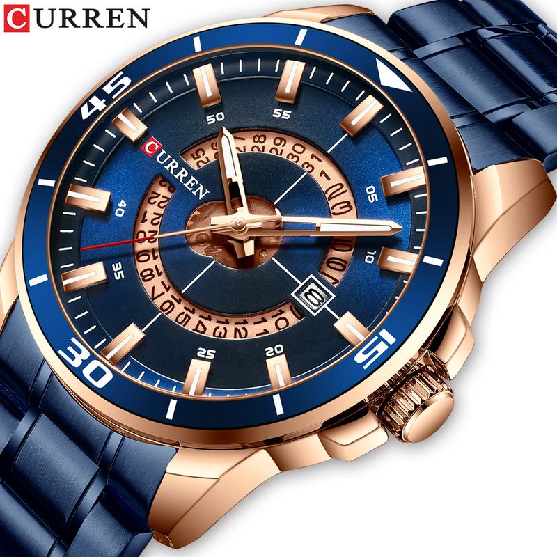Curren/Carryon 8359 Waterproof Quartz Calendar Steel Band Business Men's Watch_voghion.com
