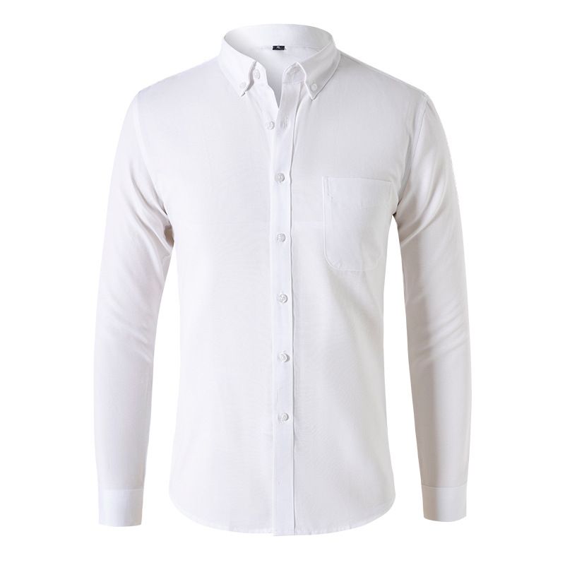 Ouma Oxford Langarm Casual Einfarbig Herrenhemd_voghion.com