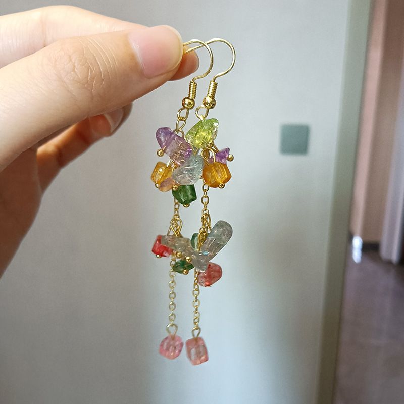 Unisex Gravel Tassel Earrings For Women Niche Design Earrings Ins Temperament Sweet Earrings_voghion.com