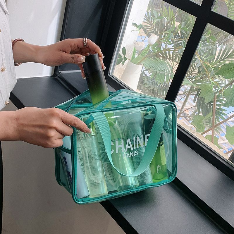 Fabricants en gros nouveau sac de lavage rouge net de grande capacité transparent grande capacité sens haut de gamme sac cosmétique sac de rangement portable_voghion.com