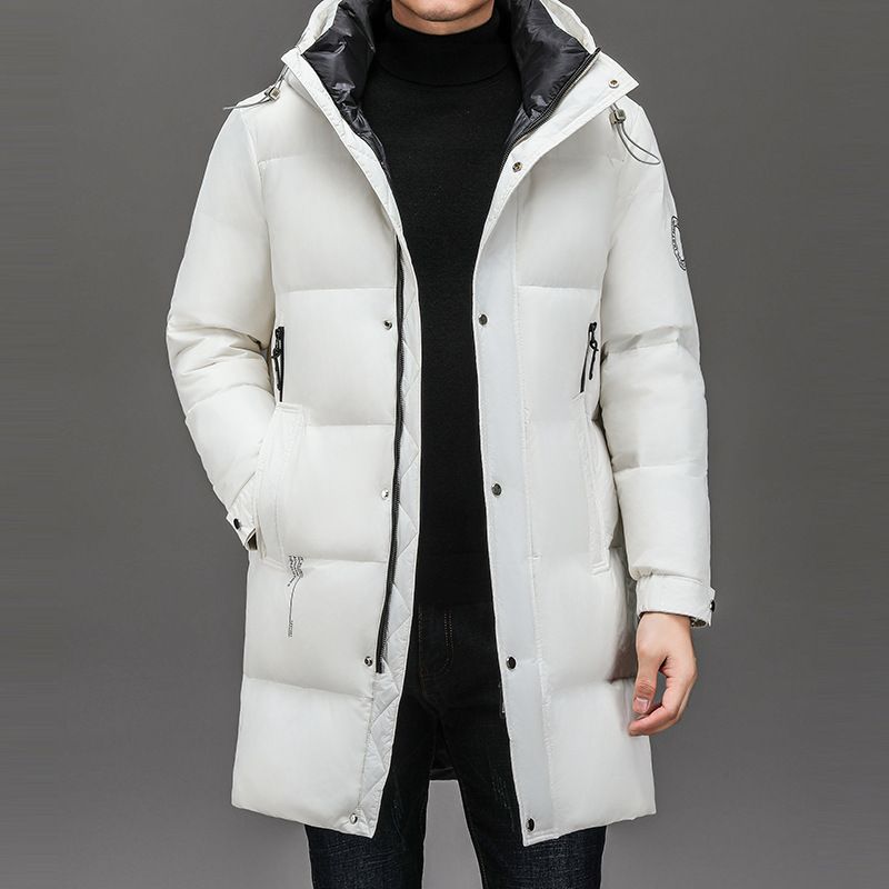 Men's Clothing Premium White Goose Down Hooded Long Parka Coat For Men - Windproof, Anti-Wrinkle, 800 Fill Power, Loose Fit, Winter Warmth_voghion.com