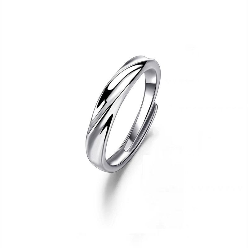 Sterling Silver For Men Simple Style Single Ins Minimalist Adjustable Index Finger Smooth Tail Ring_voghion.com