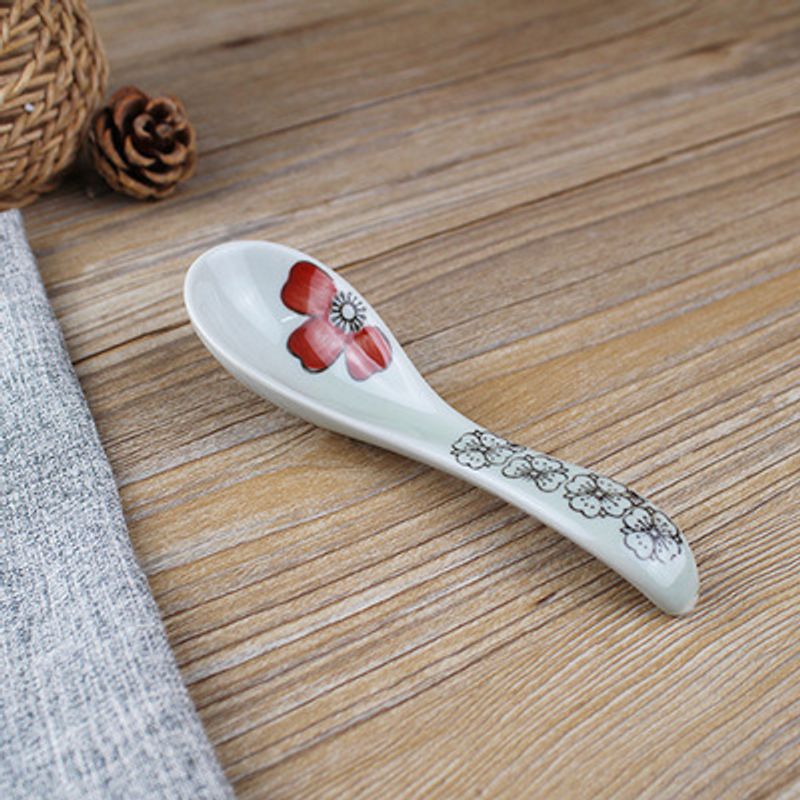 Hand-Painted Ceramic Soup Spoon - Japanese Style Underglaze Painted Tea Spoon (Set Of 6, Decorative & Functional)​_voghion.com