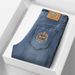 Jeans haut de gamme, produits européens, pantalons pour homme, broderies tendance printemps-été, pantalon slim droit en denim léger et extensible_voghion.com