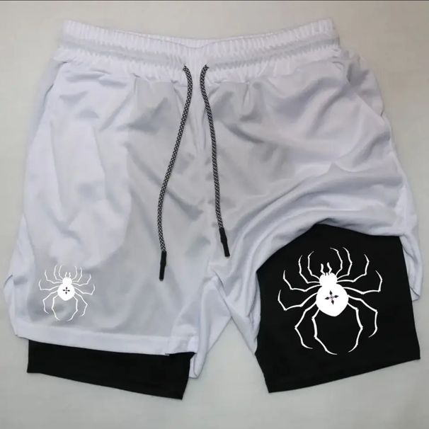 Premium Products 2025 New Dark Spider Printed Men's 2-in-1 Double Layer Shorts For Fitness, Running, Sports And Leisure_voghion.com