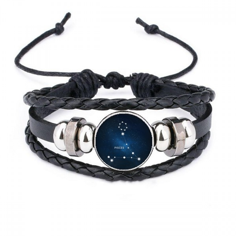 Fiskene stjernetegn armbånd flettet læderarmbånd_voghion.com