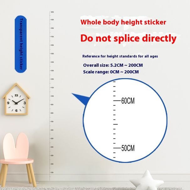 Bērnu studentu mērlente, bērnu sienas uzlīmes, noņemamas ūdensizturīgas caurspīdīgas augstuma uzlīmes_voghion.com
